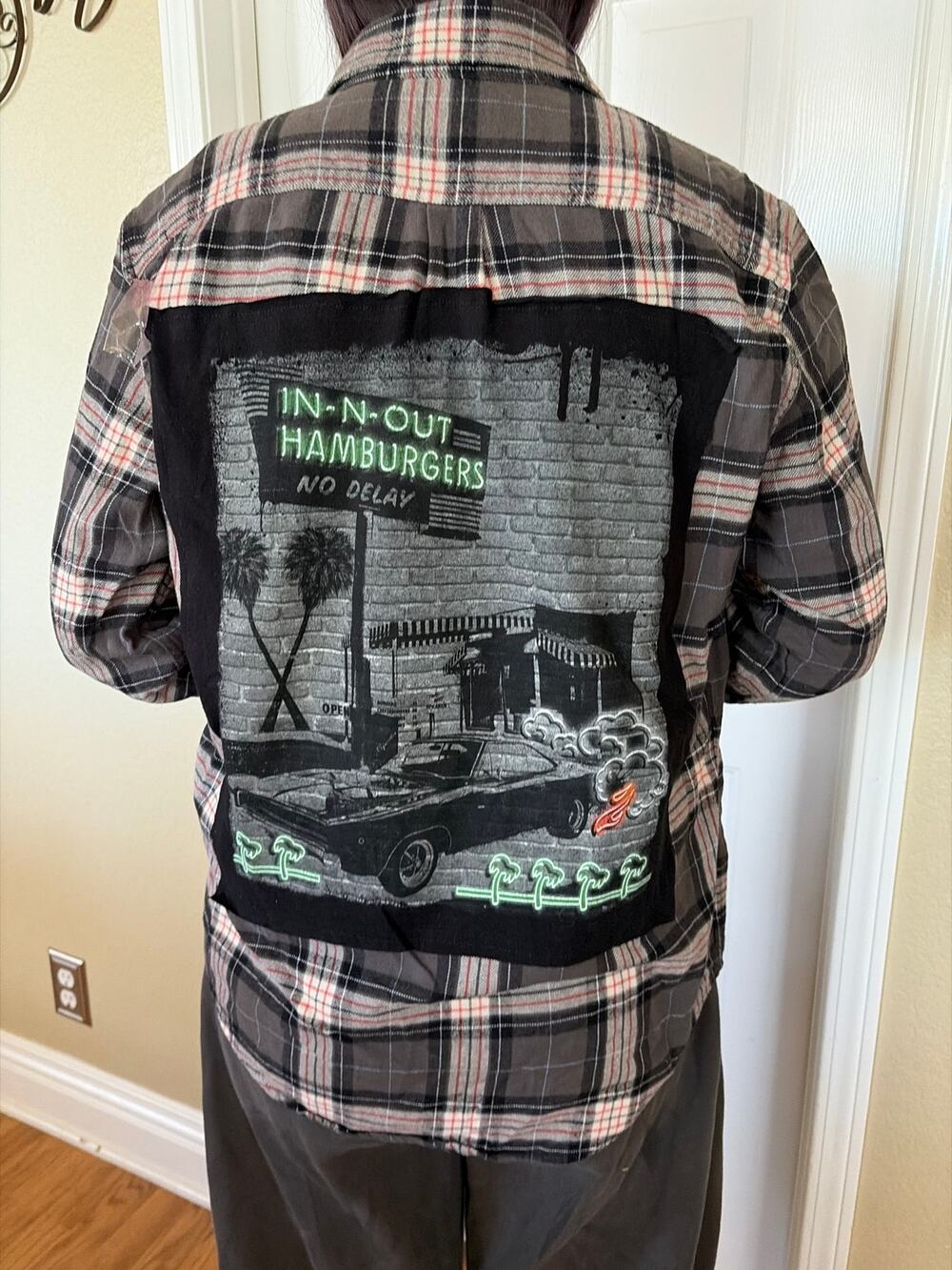 In n Out Upcycled Flannel Shirt Unisex Size Medium M